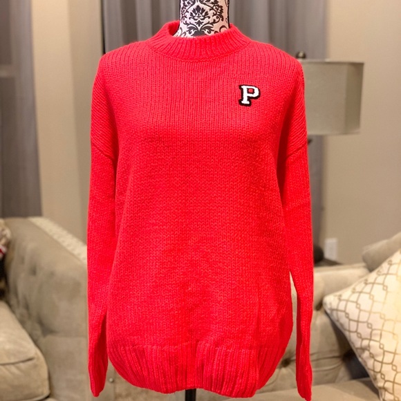 PINK Victoria's Secret Sweaters - VS PINK BOYFRIEND SWEATER- NEON CANDY CORAL - NEW